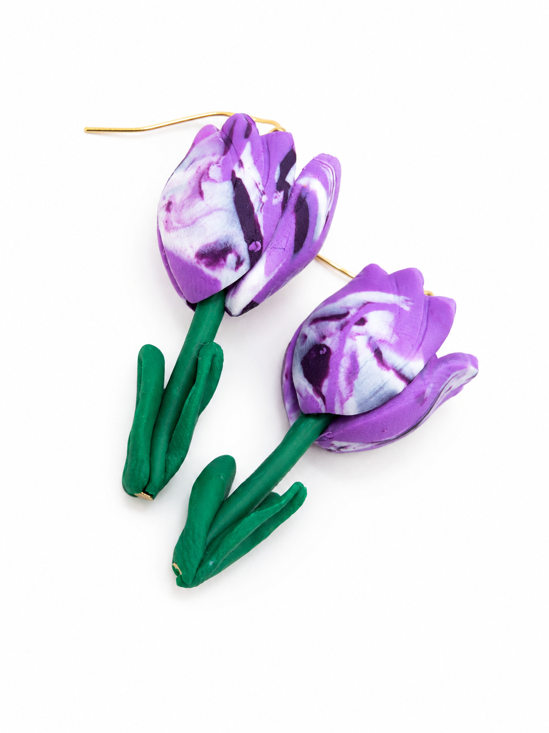 Tulpen oorbellen paars lila wit