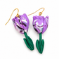 Tulpen oorbellen paars lila wit