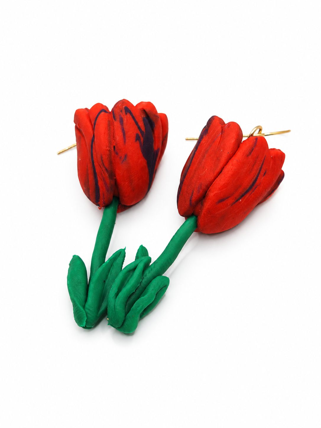 Tulpen oorbellen rood paars