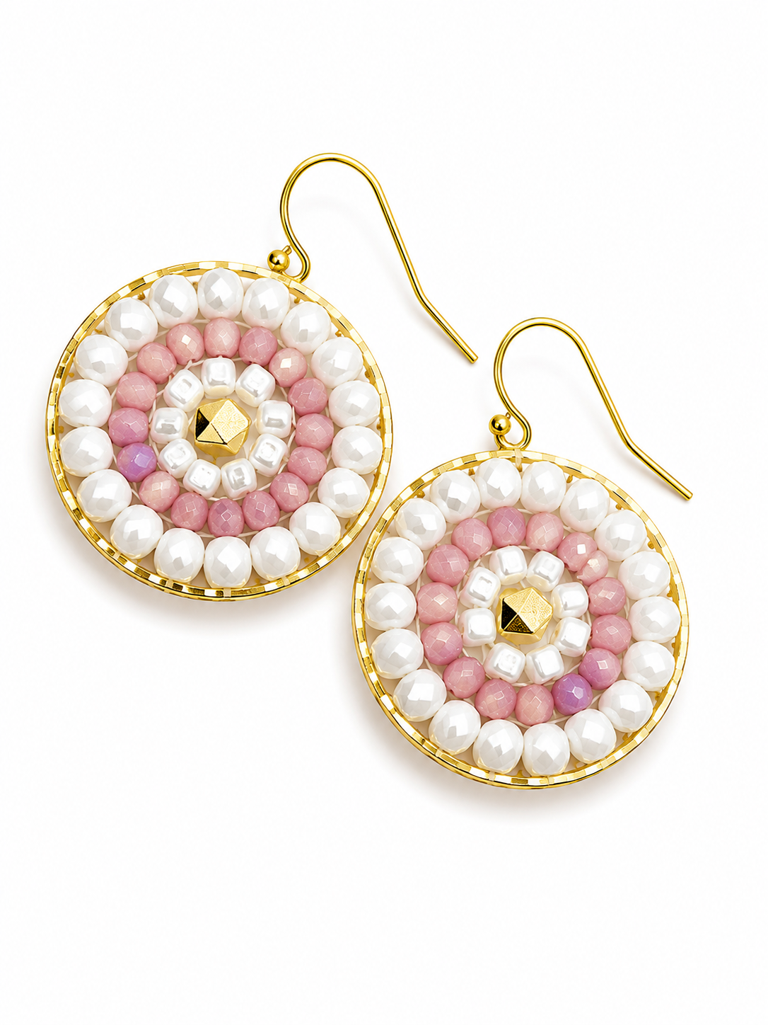 Oorbellen Circle wit roze goud