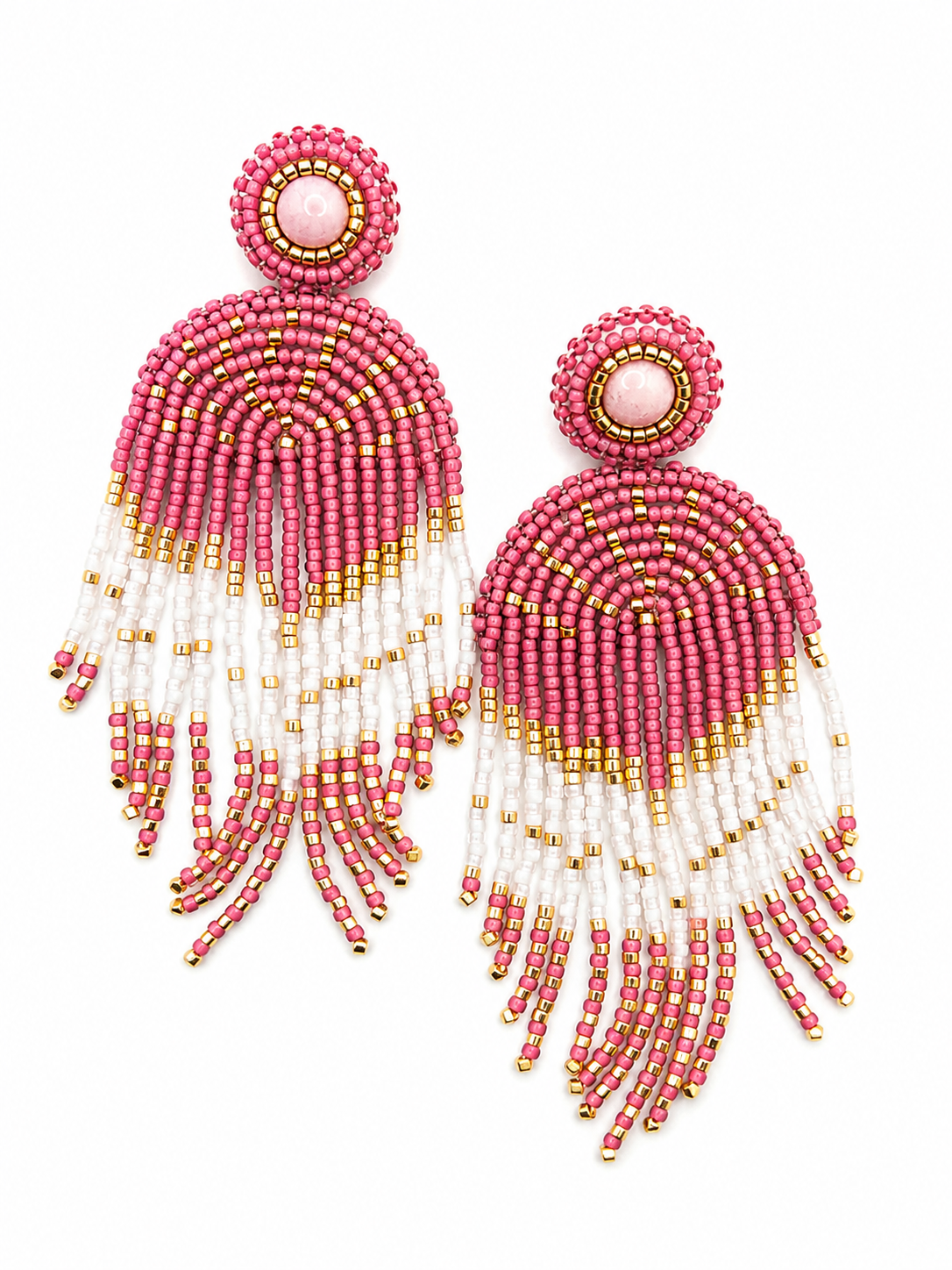 Statement oorbellen roze goud wit