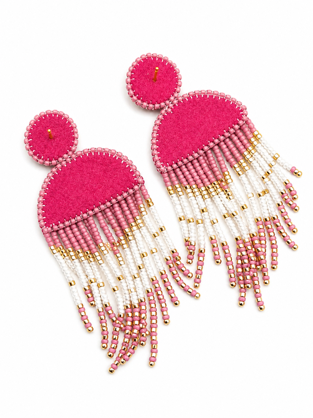 Statement oorbellen roze goud wit