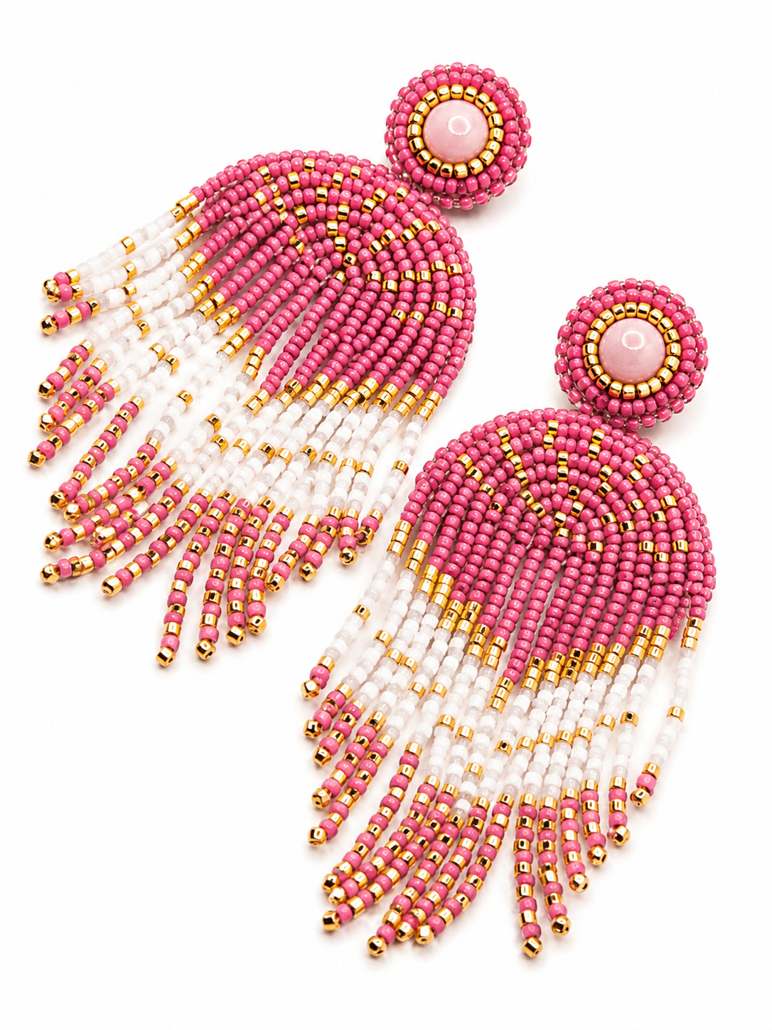 Statement oorbellen roze goud wit