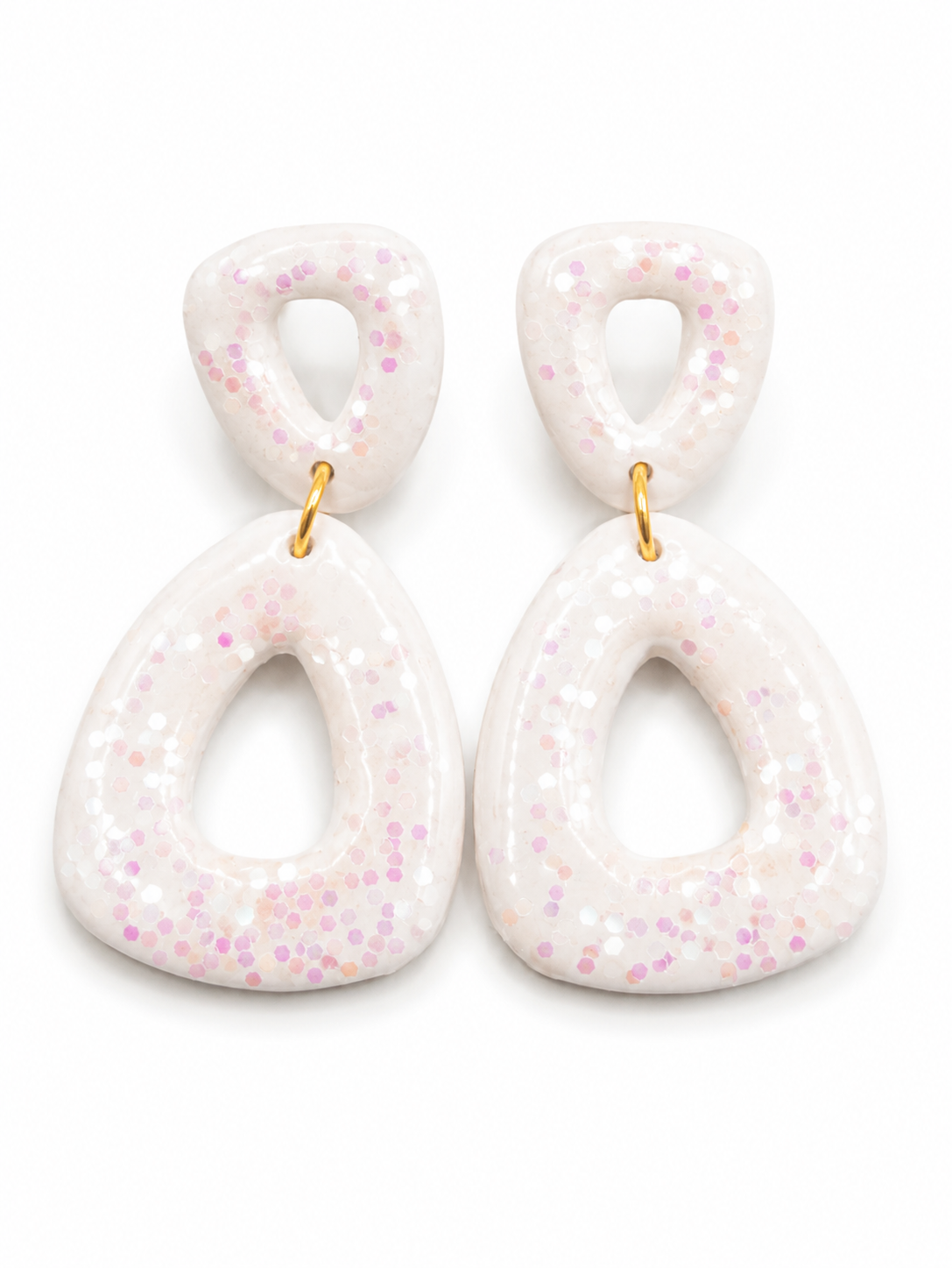 Oorbellen White glitter