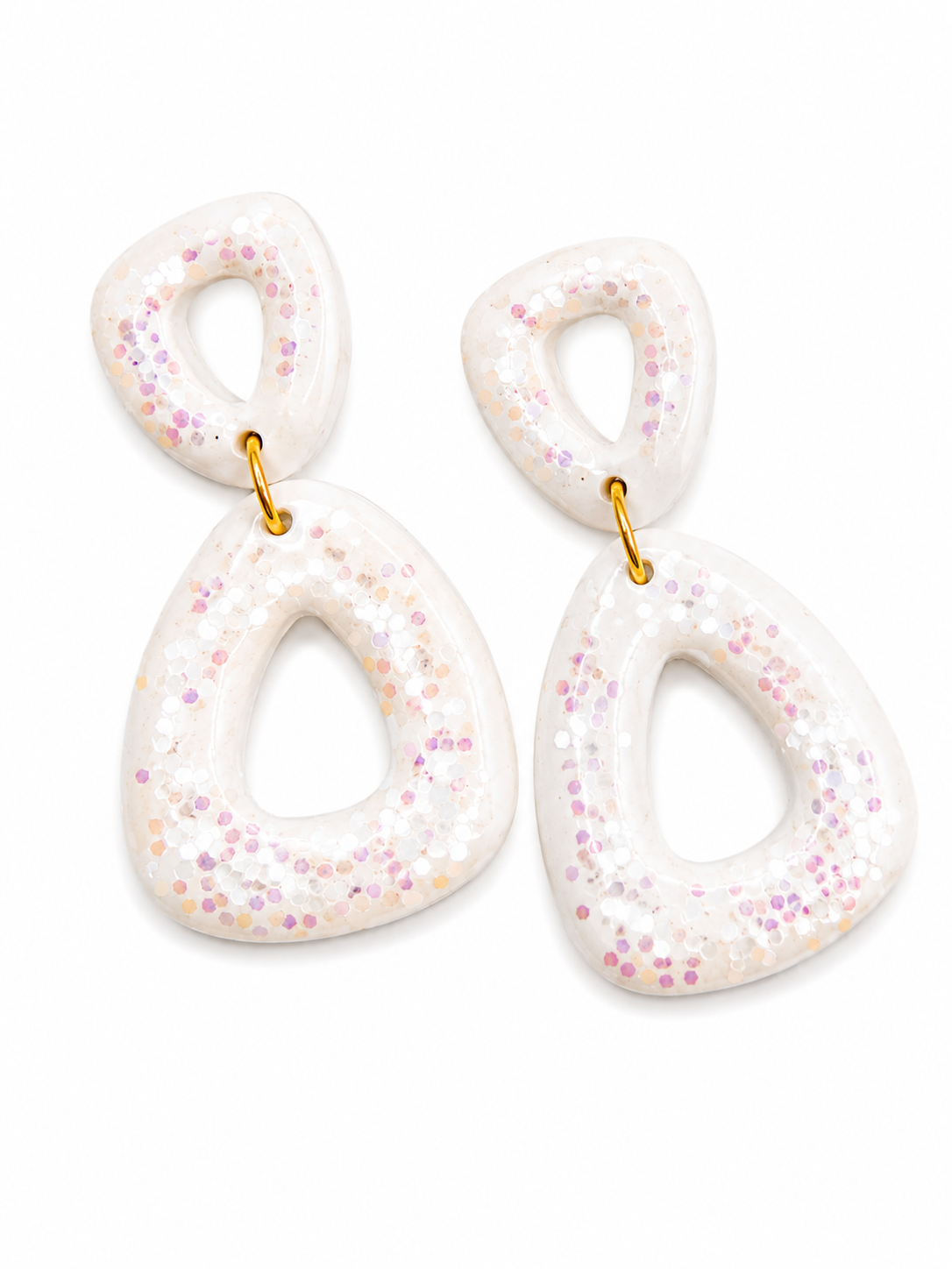 Oorbellen White glitter