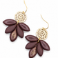 Oorbellen Lotus Burgundy gold