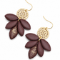 Oorbellen Lotus Burgundy gold