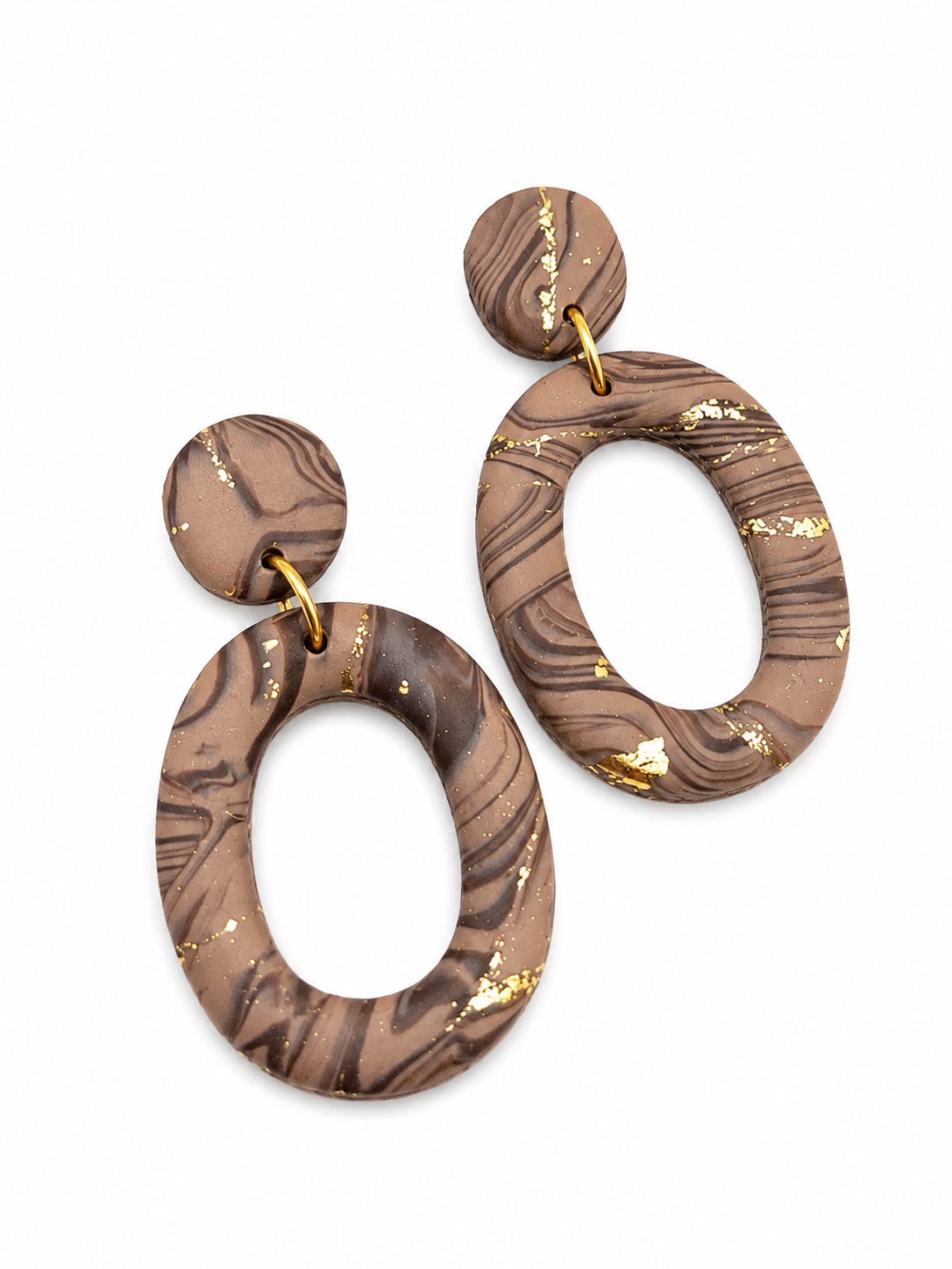 Oorbellen Oval taupe bruin goud