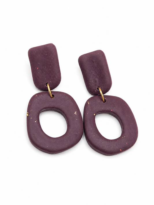 Oorbellen Organic bordeaux goud