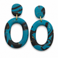 Oorbellen Oval zwart blauw goud