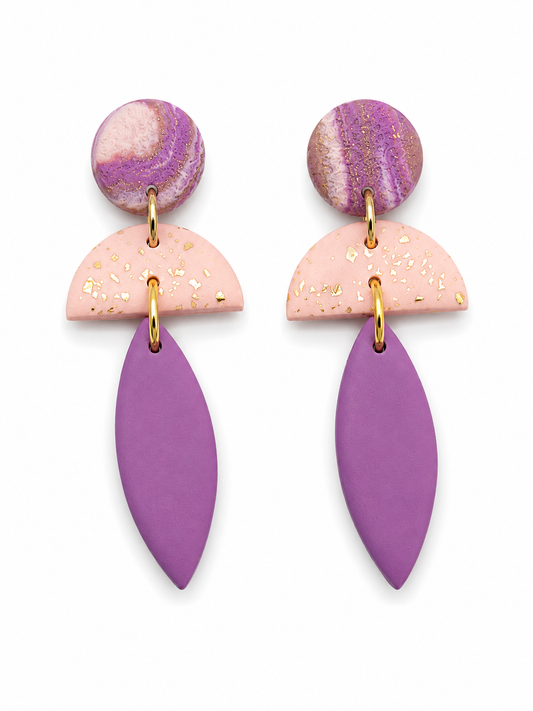 Oorbellen Cleo roze goud taupe