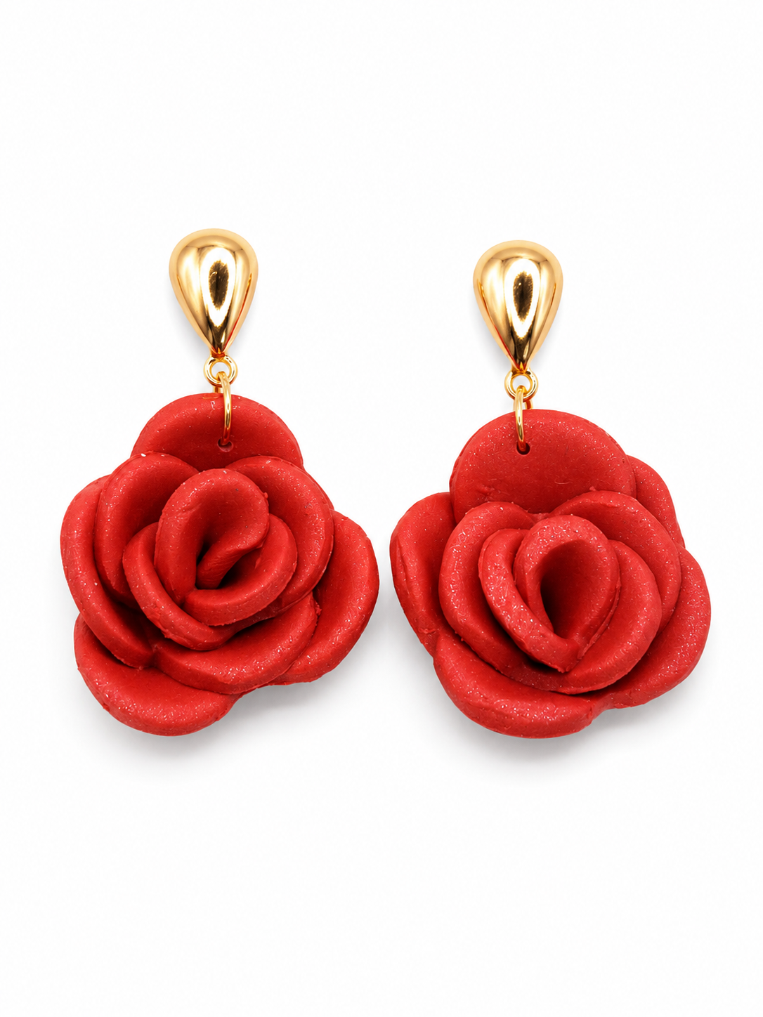 Oorbellen Roos rood goud