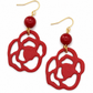 Oorbellen Roosjes rood en goud
