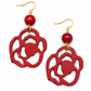 Oorbellen Roosjes rood en goud