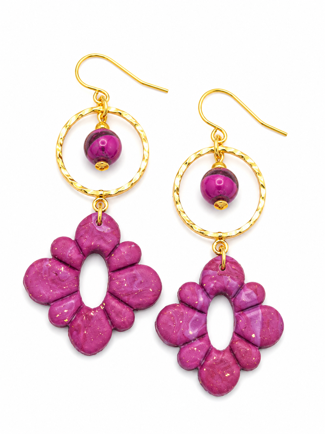 Oorbellen Bloem roze goud