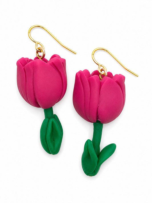 Tulpen oorbellen roze