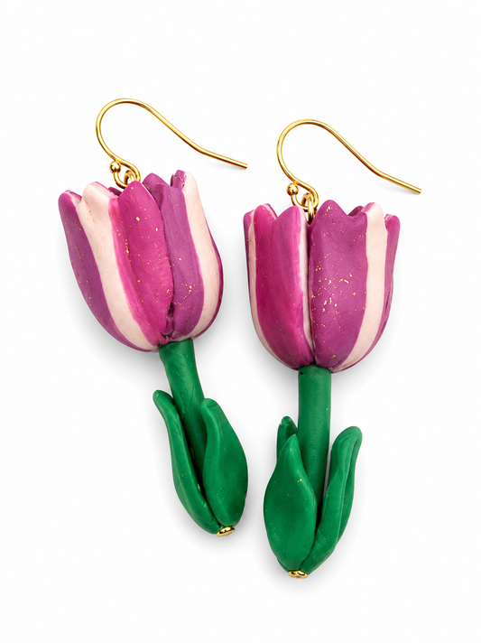 Tulpen oorbellen roze goud
