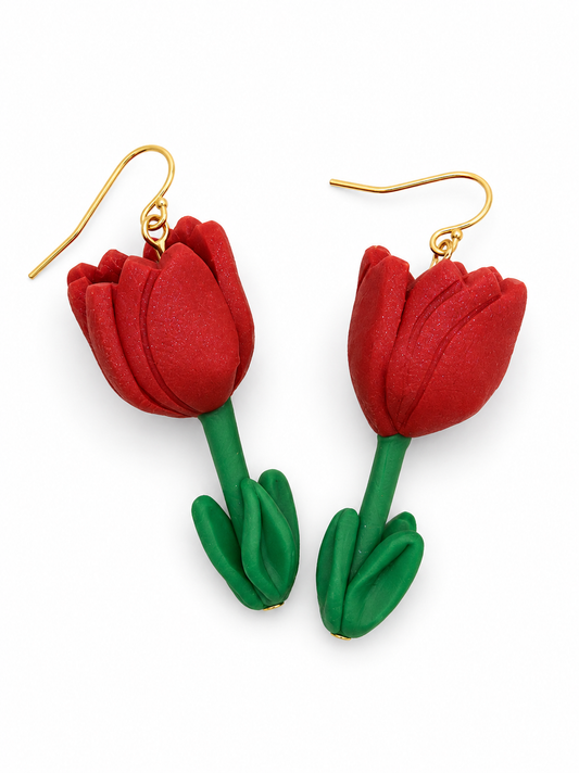 Tulpen oorbellen rood