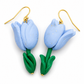 Tulpen oorbellen licht blauw goud