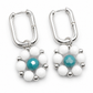 Bloemoorbellen zilver wit turquoise