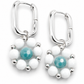 Bloemoorbellen zilver wit turquoise