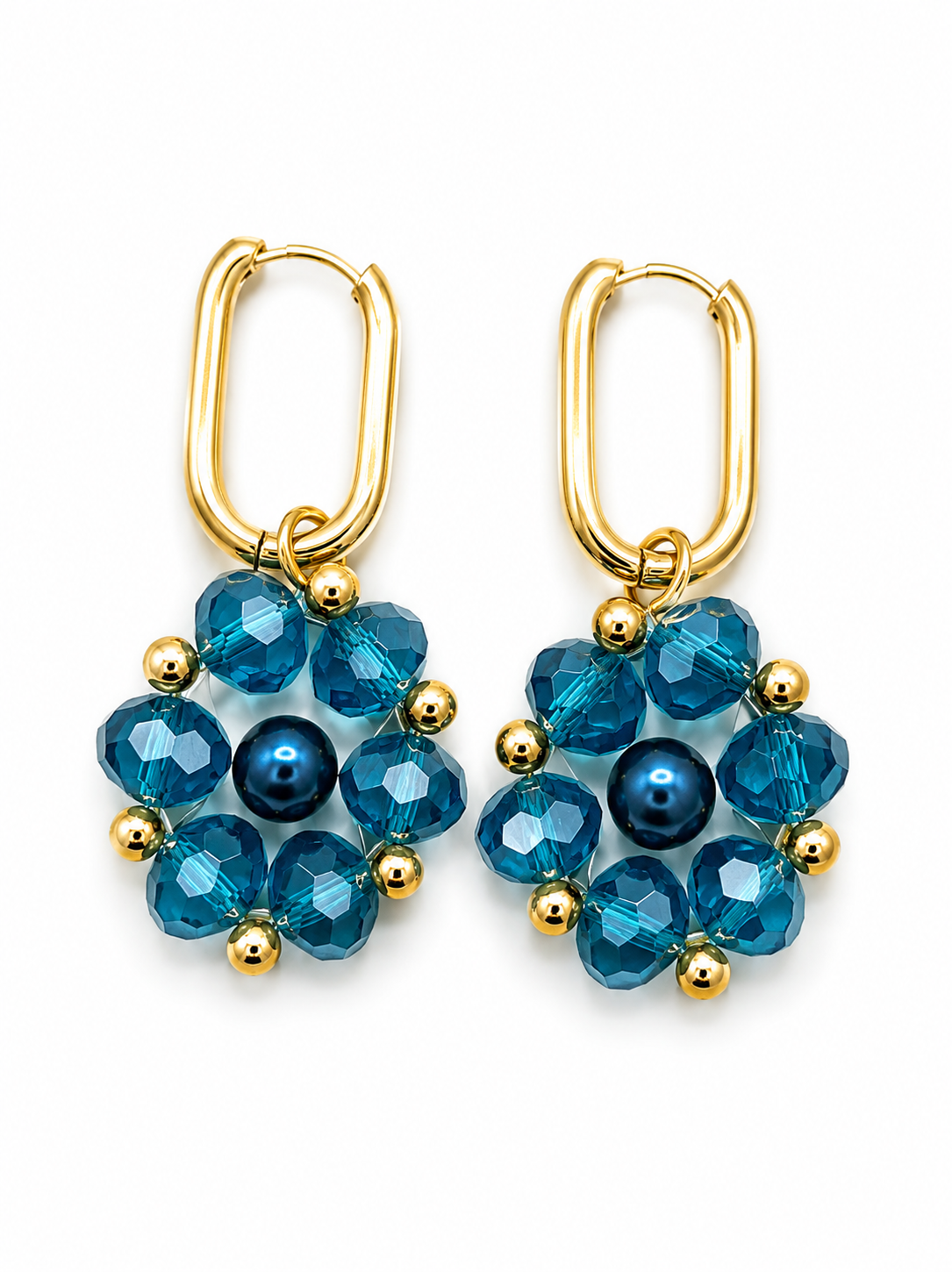 Bloemoorbellen Turquoise aqua goud