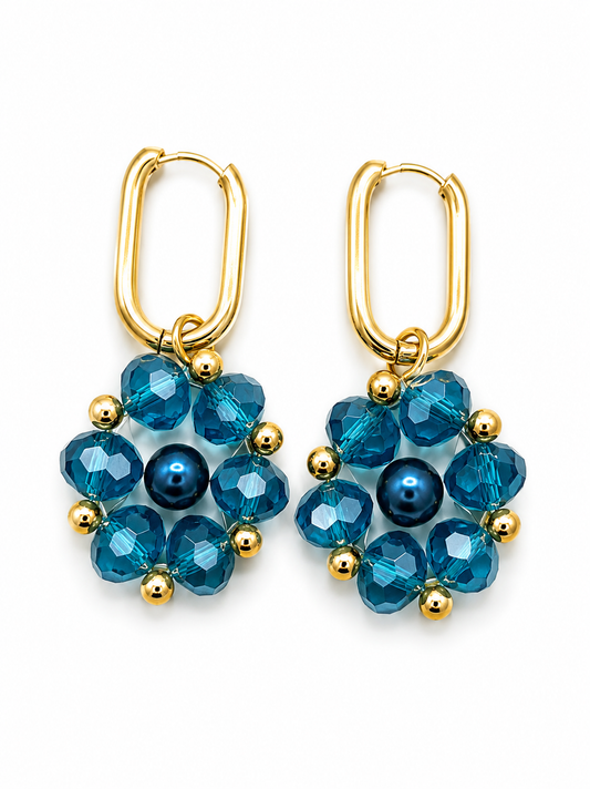 Bloemoorbellen Turquoise aqua goud