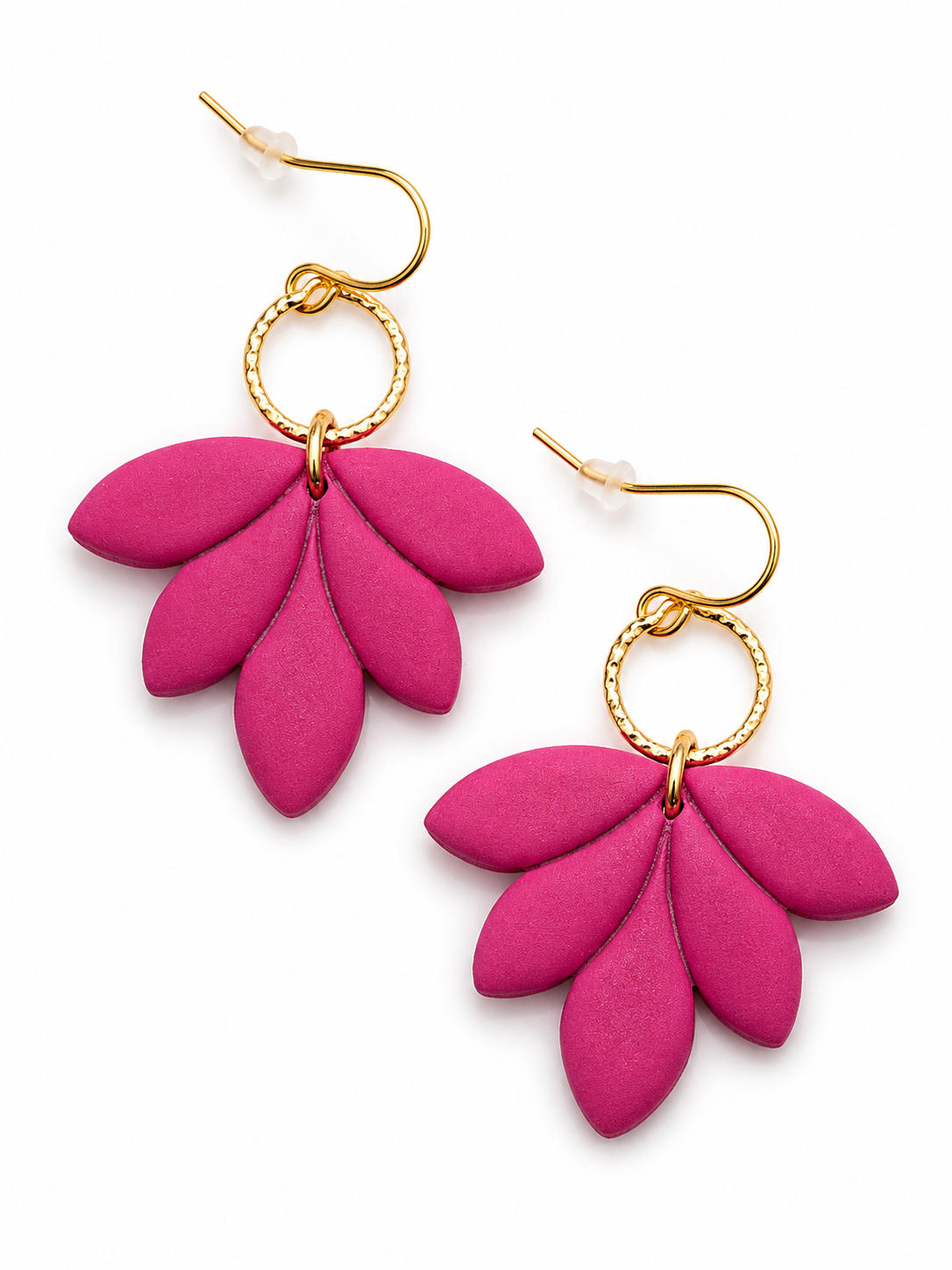 Oorbellen Lotus goud en roze