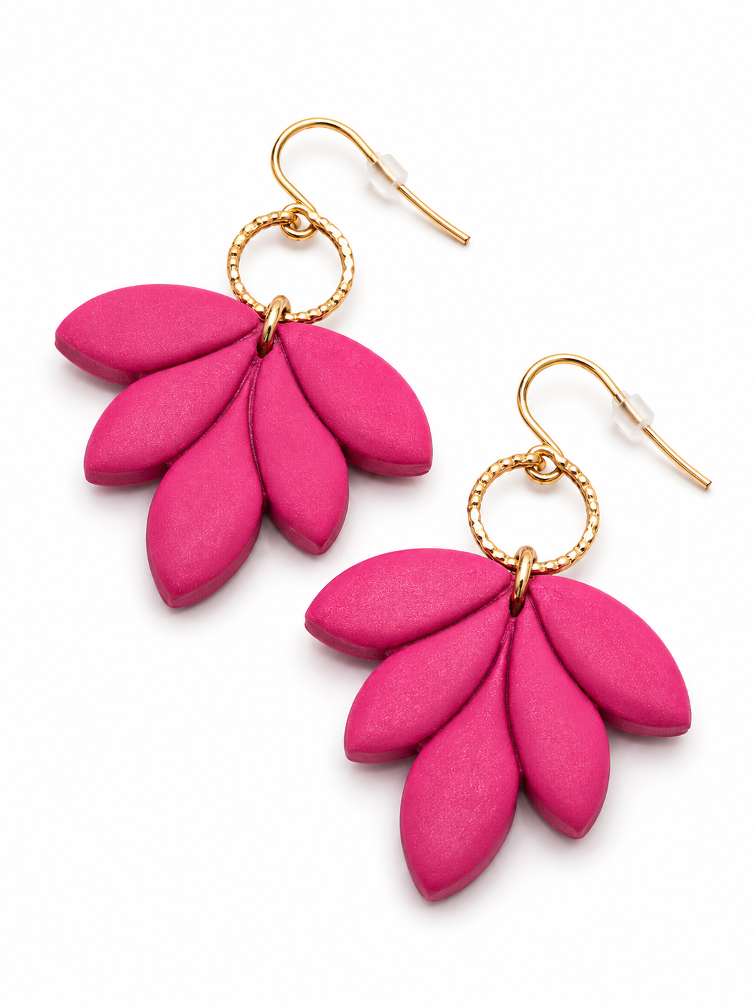 Oorbellen Lotus goud en roze