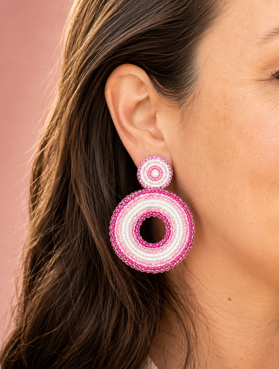 Statement oorbellen Lovy wit roze