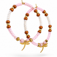 Vrolijke oorringen met libelle hanger roze bruin wit