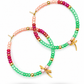 Vrolijke oorbellen met libelle hanger groen goud Bordeaux