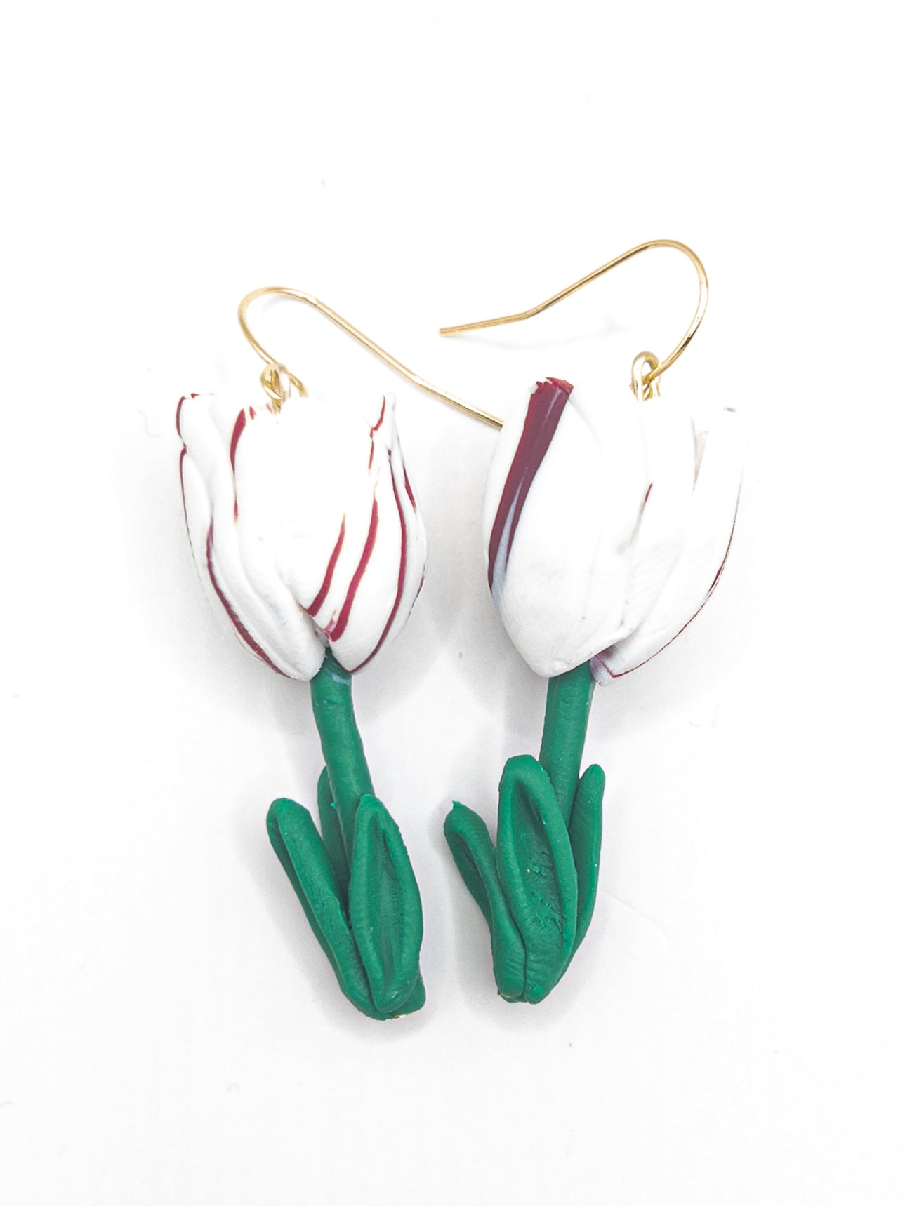 Oorbellen tulpen wit en paars 