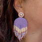 Statement oorbellen lila goud off white