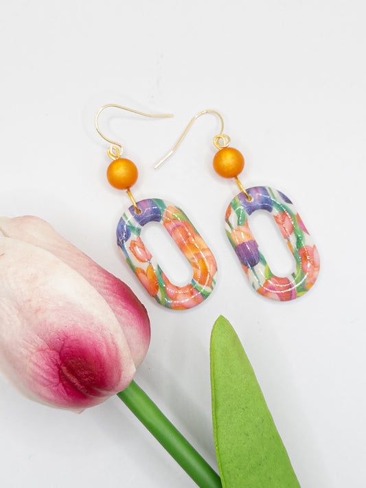 Oorbellen Tulpen mix oranje