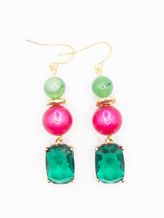 Oorbellen Indy groen roze
