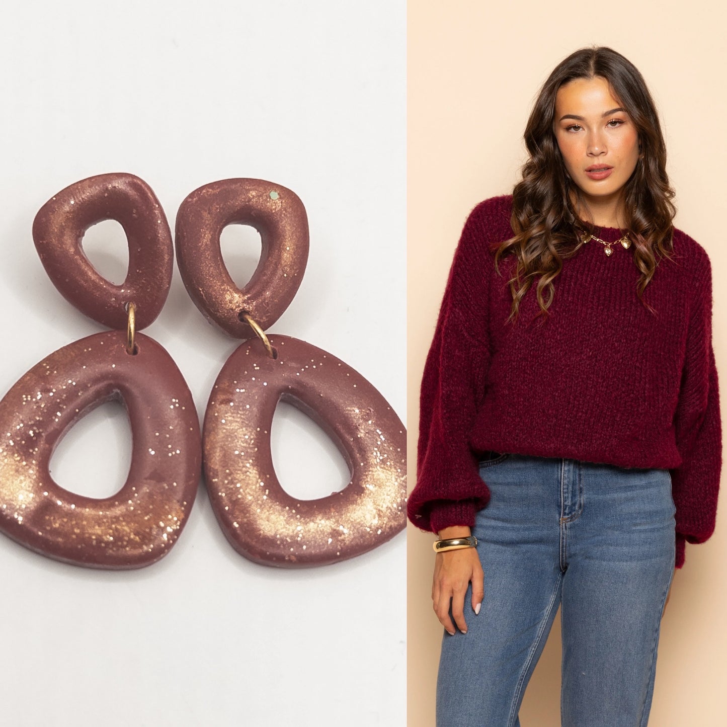 Oorbellen Burgundy glans