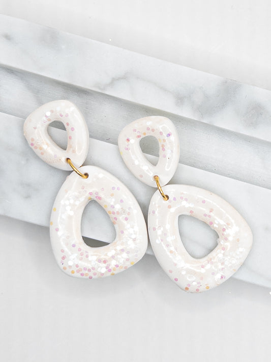 Oorbellen White glitter