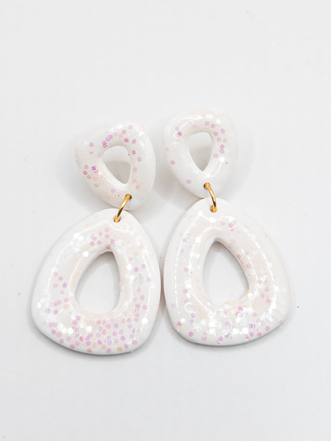 Oorbellen White glitter