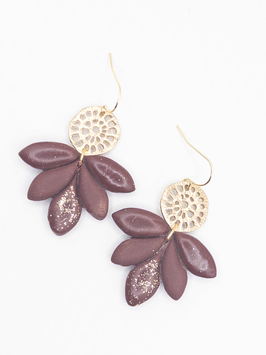 Oorbellen Lotus Burgundy gold