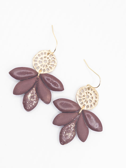 Oorbellen Lotus Burgundy gold