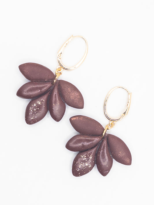 Oorbellen Lotus Burgundy glitter