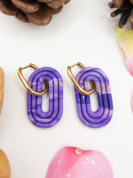 Creool hangers paars lila goud