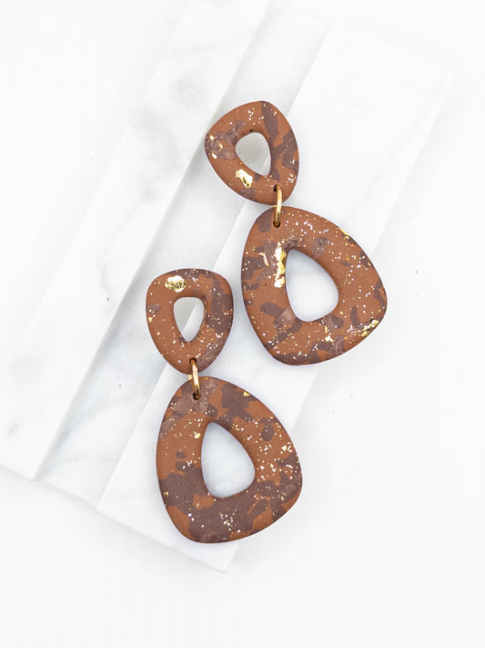 Oorbellen Bruin Goud mix