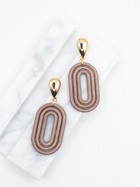 Oorbellen Oval Cappucino glans