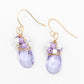 Oorbellen Lila druppels wit goud lila