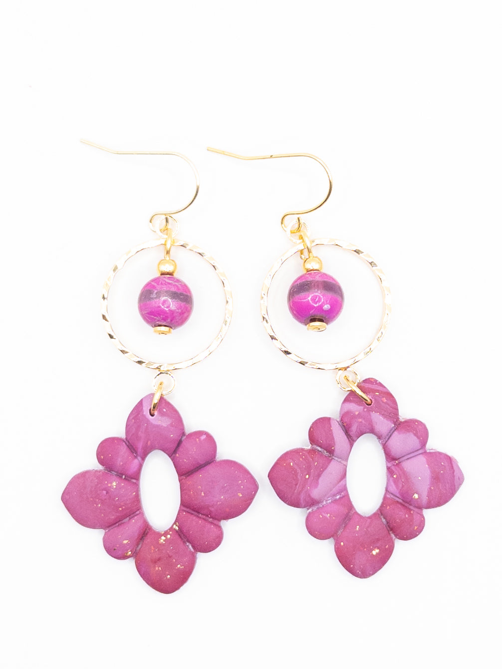 Oorbellen Bloem roze goud