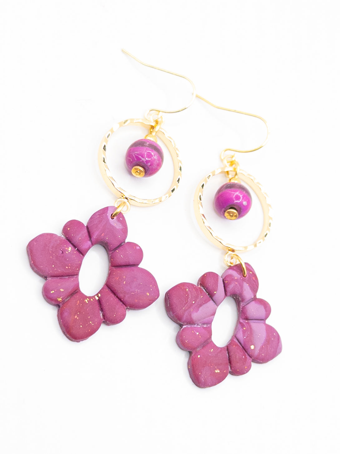 Oorbellen Bloem roze goud