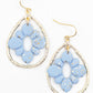 Oorbellen Lichtblauw goud Bloem druppel