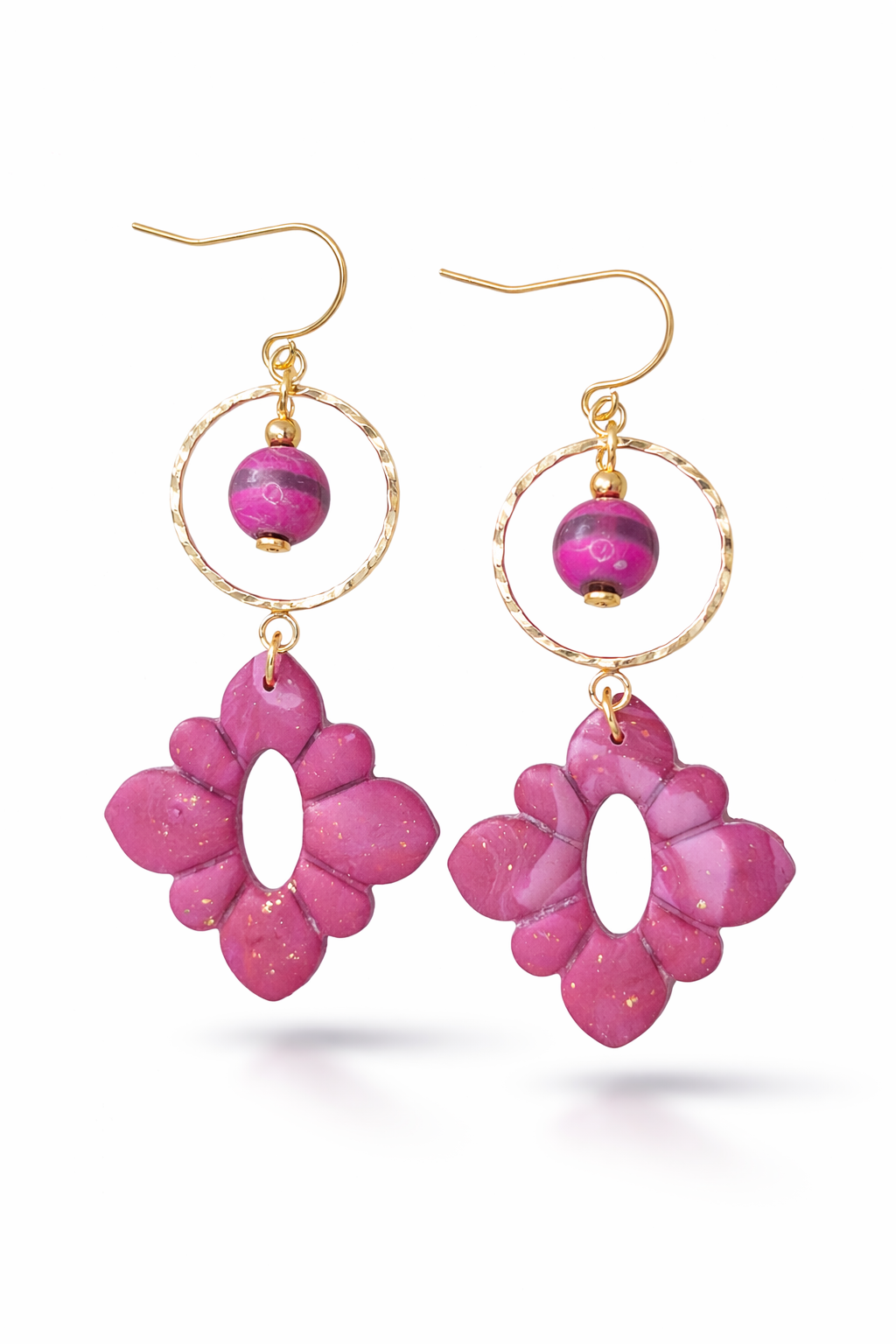 Oorbellen Bloem roze goud